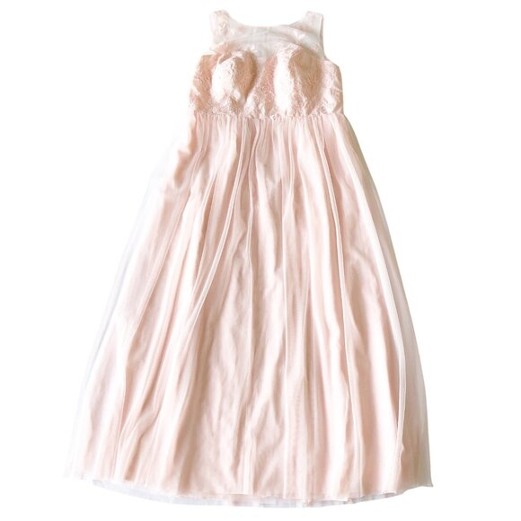 DAVID'S BRIDAL Sleeveless Embroidered Net Bridesmaid Dress Petal Pink Size 16 - Picture 4 of 16